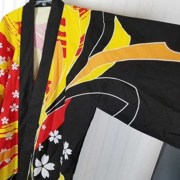 Haori Jacket Short Kimono Womens Vibrant Multicolor Cotton Japanese OS Statement - Picture 4 of 9